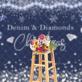 Aperturee - Denim Diamonds Glitter Deep Blue Christmas Backdrop
